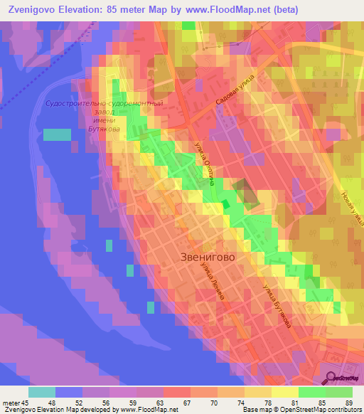 Zvenigovo,Russia Elevation Map