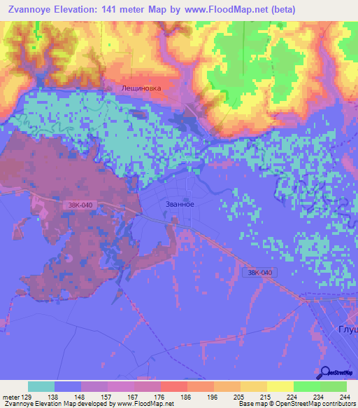 Zvannoye,Russia Elevation Map