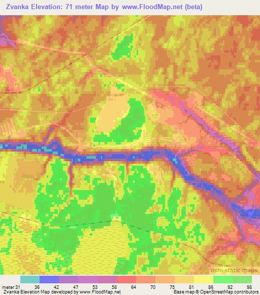 Zvanka,Russia Elevation Map