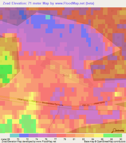 Zvad,Russia Elevation Map