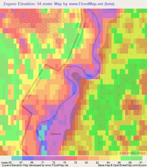 Zuyevo,Russia Elevation Map