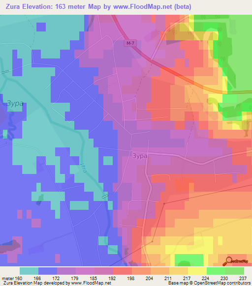 Zura,Russia Elevation Map