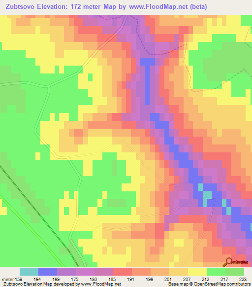 Zubtsovo,Russia Elevation Map