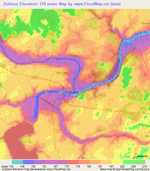 Zubtsov,Russia Elevation Map