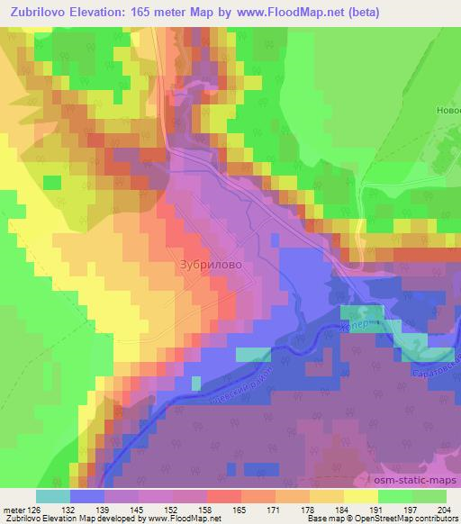 Zubrilovo,Russia Elevation Map