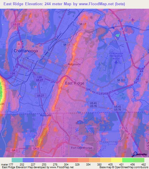 Elevation of East Ridge,US Elevation Map, Topography, Contour