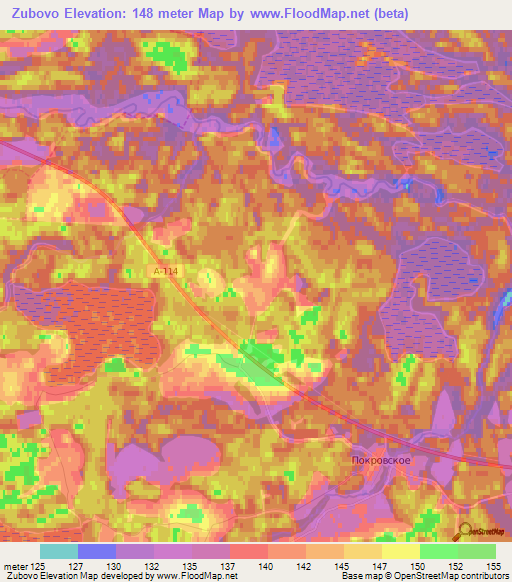 Zubovo,Russia Elevation Map