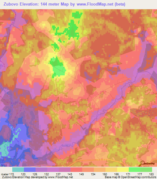 Zubovo,Russia Elevation Map