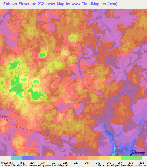 Zubovo,Russia Elevation Map