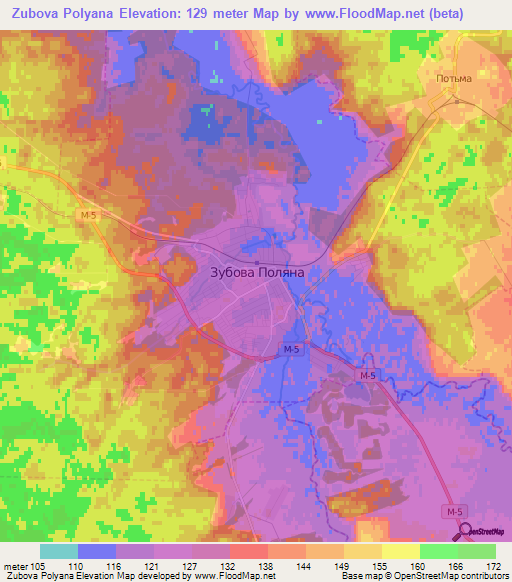 Zubova Polyana,Russia Elevation Map