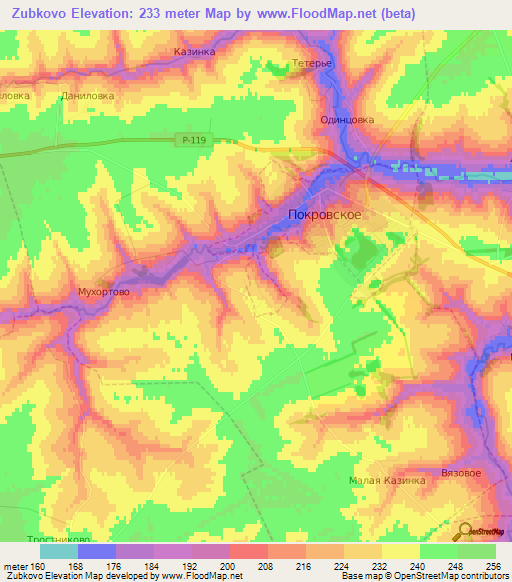 Zubkovo,Russia Elevation Map