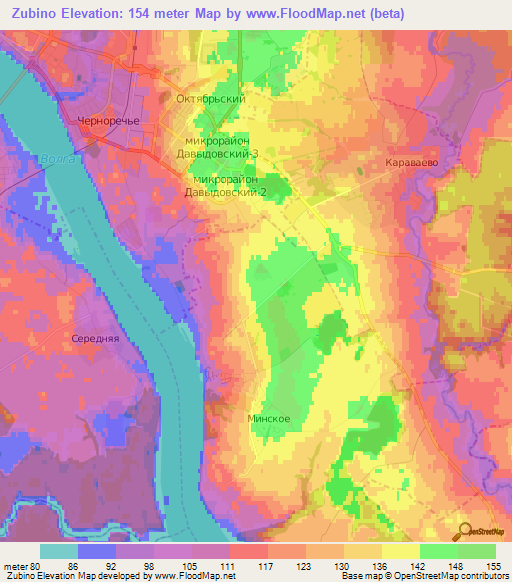 Zubino,Russia Elevation Map