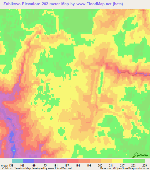 Zubikovo,Russia Elevation Map