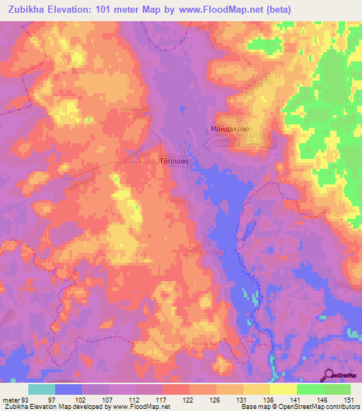 Zubikha,Russia Elevation Map