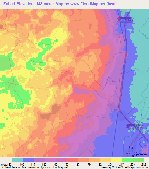 Zubari,Russia Elevation Map