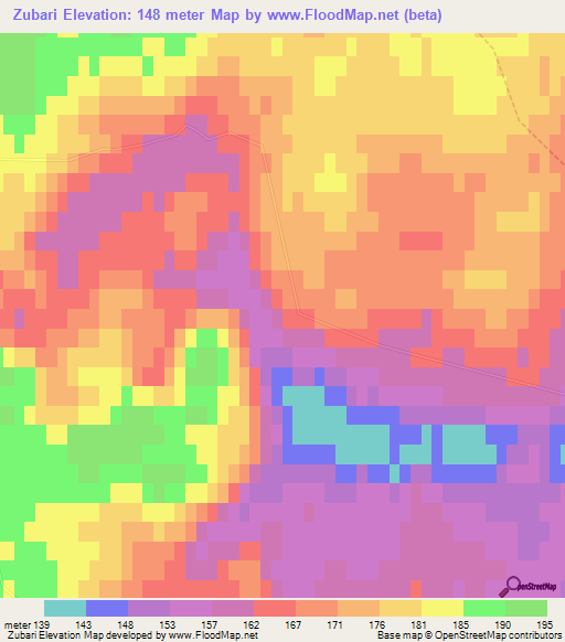 Zubari,Russia Elevation Map