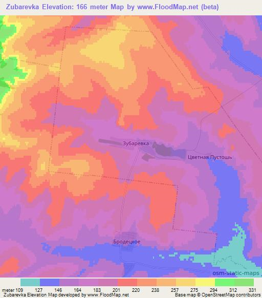 Zubarevka,Russia Elevation Map