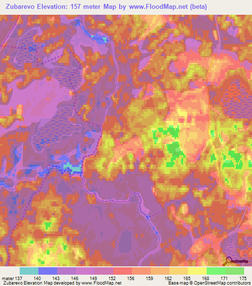 Zubarevo,Russia Elevation Map