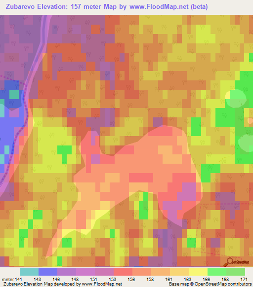 Zubarevo,Russia Elevation Map