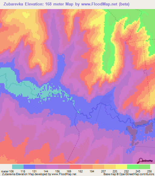 Zubarevka,Russia Elevation Map