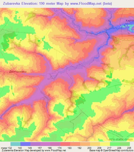 Zubarevka,Russia Elevation Map