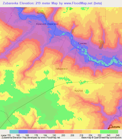 Zubarevka,Russia Elevation Map