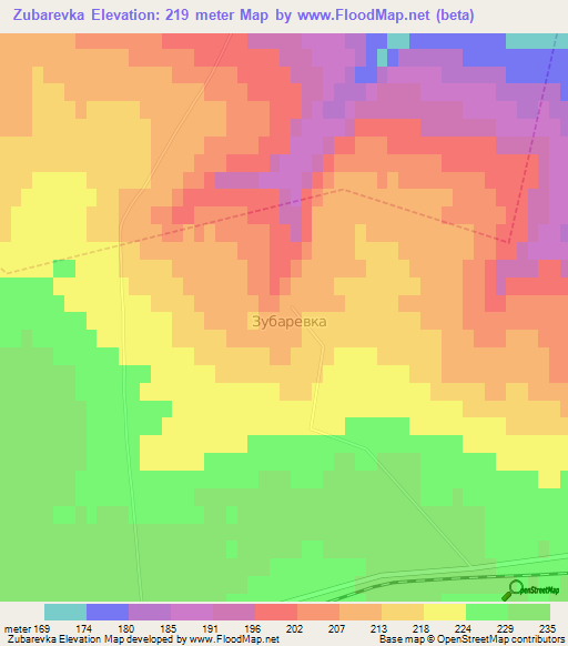 Zubarevka,Russia Elevation Map