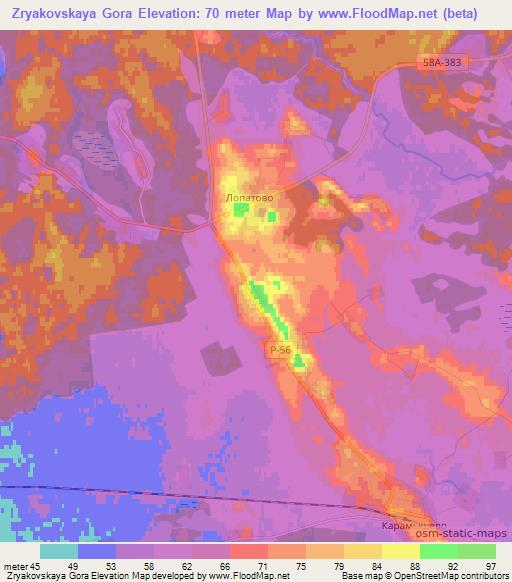 Zryakovskaya Gora,Russia Elevation Map