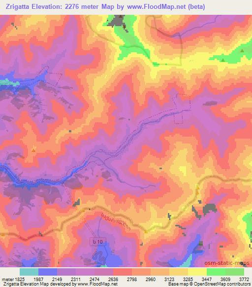 Zrigatta,Russia Elevation Map