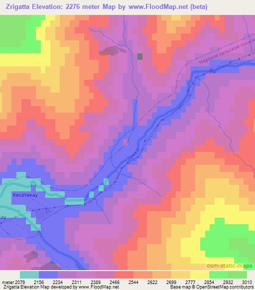 Zrigatta,Russia Elevation Map