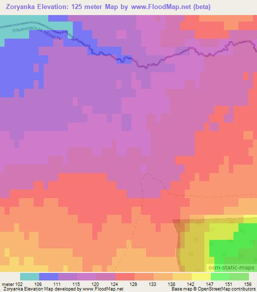 Zoryanka,Russia Elevation Map