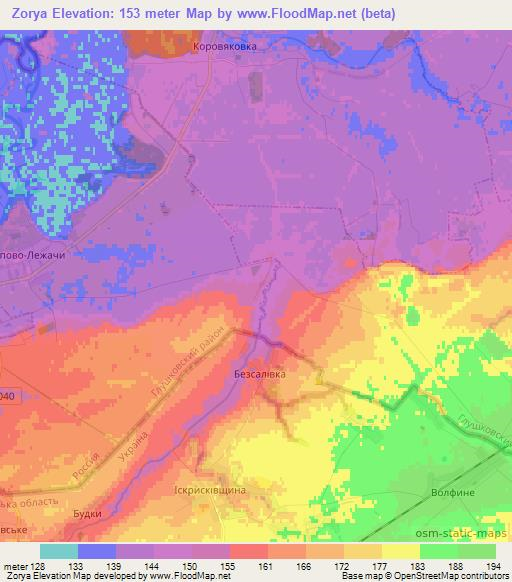 Zorya,Russia Elevation Map