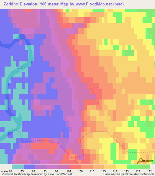 Zorkino,Russia Elevation Map