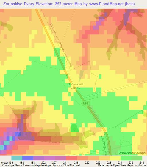 Zorinskiye Dvory,Russia Elevation Map