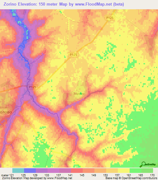 Zorino,Russia Elevation Map