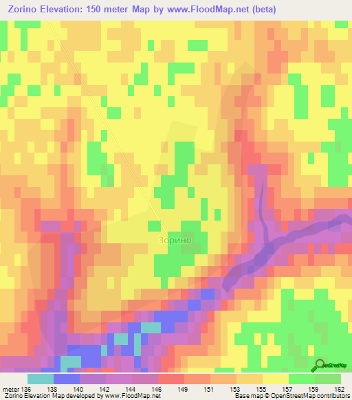 Zorino,Russia Elevation Map