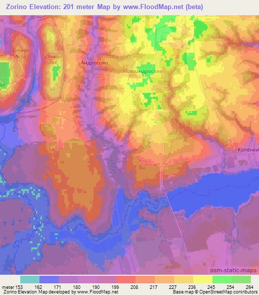 Zorino,Russia Elevation Map