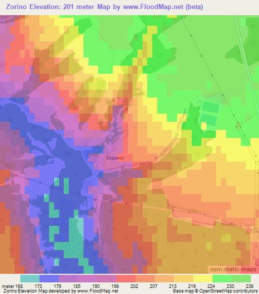 Zorino,Russia Elevation Map