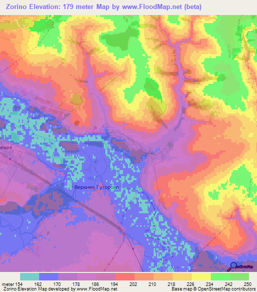 Zorino,Russia Elevation Map