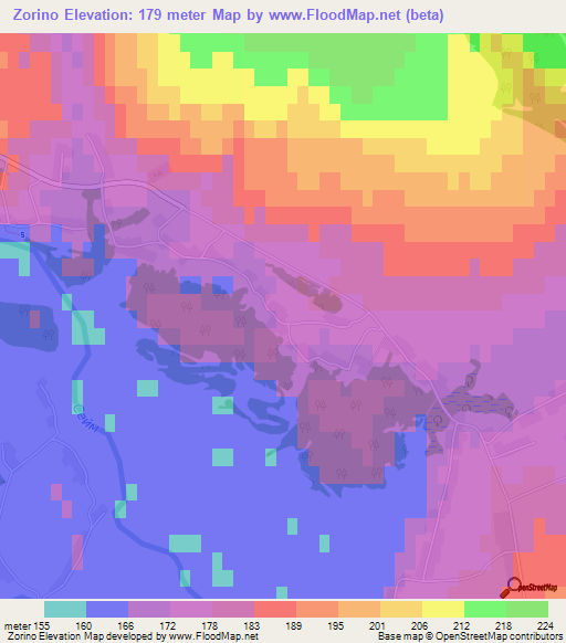 Zorino,Russia Elevation Map