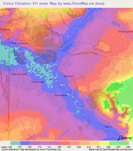 Zorino,Russia Elevation Map