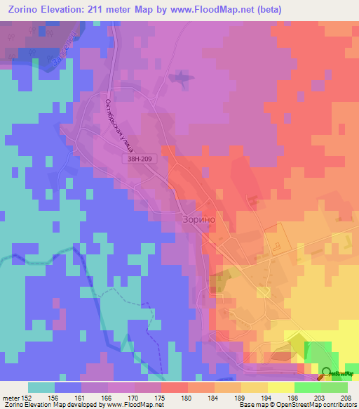 Zorino,Russia Elevation Map