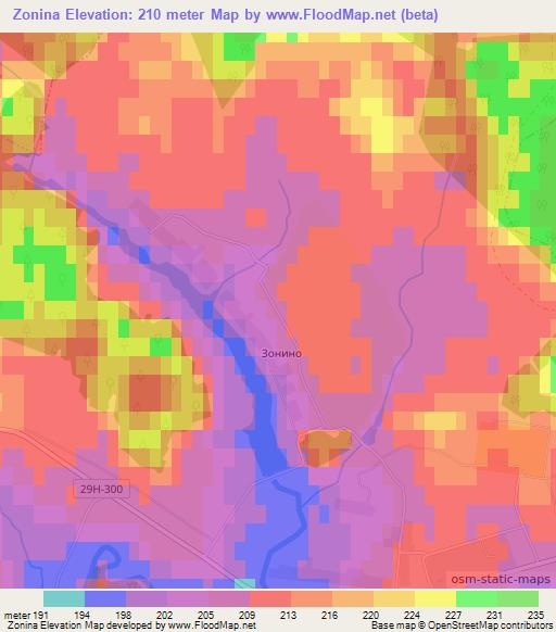 Zonina,Russia Elevation Map