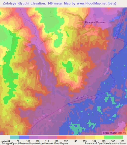 Zolotyye Klyuchi,Russia Elevation Map