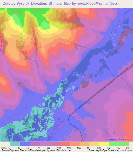 Zolotoy Vyselok,Russia Elevation Map