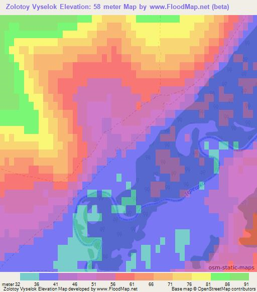 Zolotoy Vyselok,Russia Elevation Map