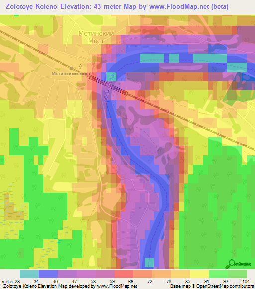 Zolotoye Koleno,Russia Elevation Map