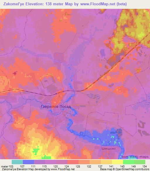 Zakomel'ye,Russia Elevation Map