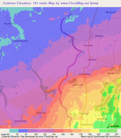 Zodenen,Russia Elevation Map