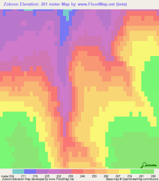 Zobovo,Russia Elevation Map